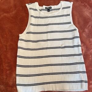 Express Sleeveless White and Black Striped Tank Top
